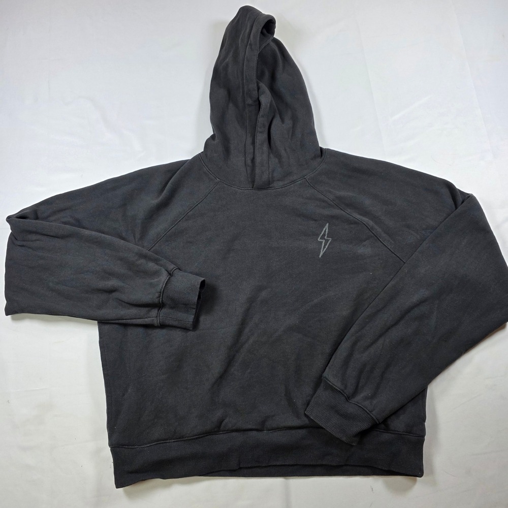 Marine Layer Faded Black Lightning Bolt Raglan Pullover Hoodie Large